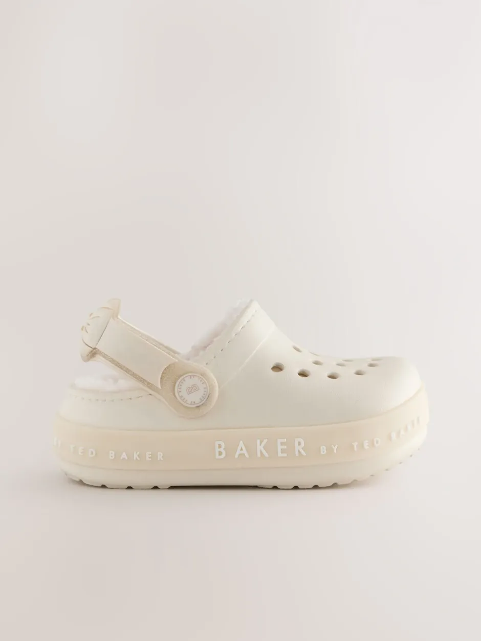 Pantoffels|Baker by Ted Baker - met borg gevoerde klomppantoffels voor meisjes Gebroken wit