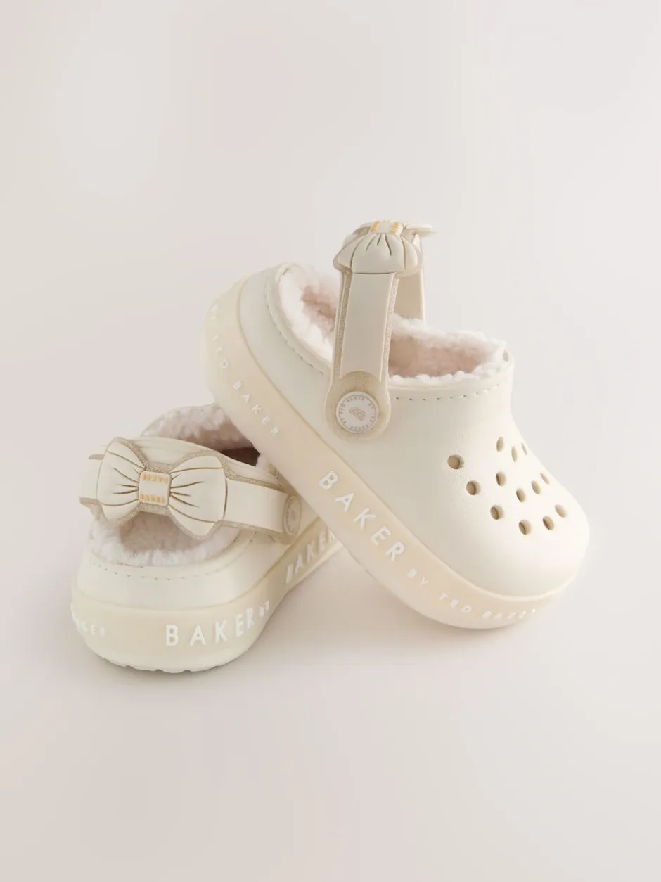 Pantoffels|Baker by Ted Baker - met borg gevoerde klomppantoffels voor meisjes Gebroken wit