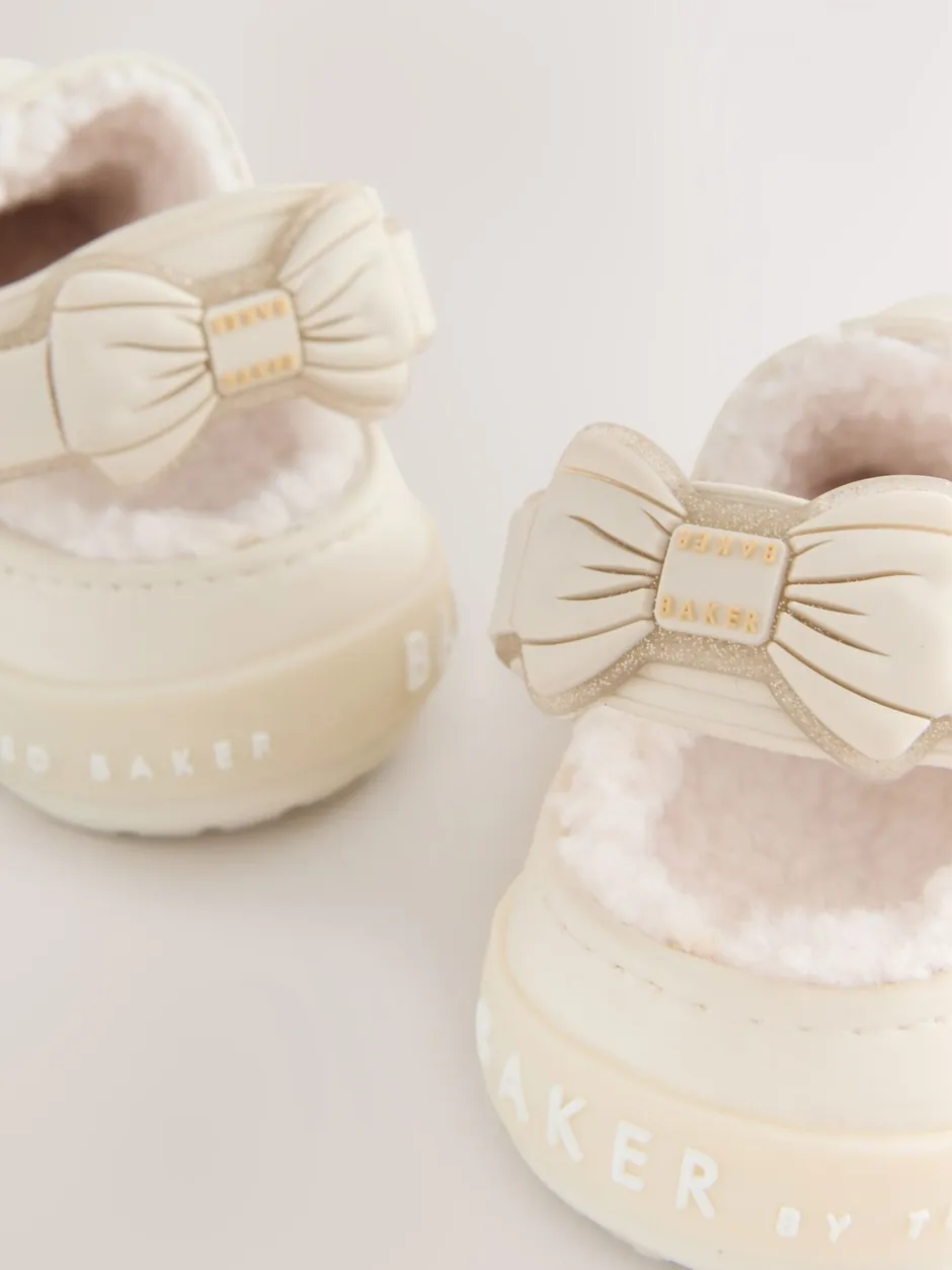 Pantoffels|Baker by Ted Baker - met borg gevoerde klomppantoffels voor meisjes Gebroken wit