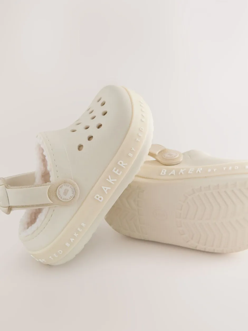 Pantoffels|Baker by Ted Baker - met borg gevoerde klomppantoffels voor meisjes Gebroken wit