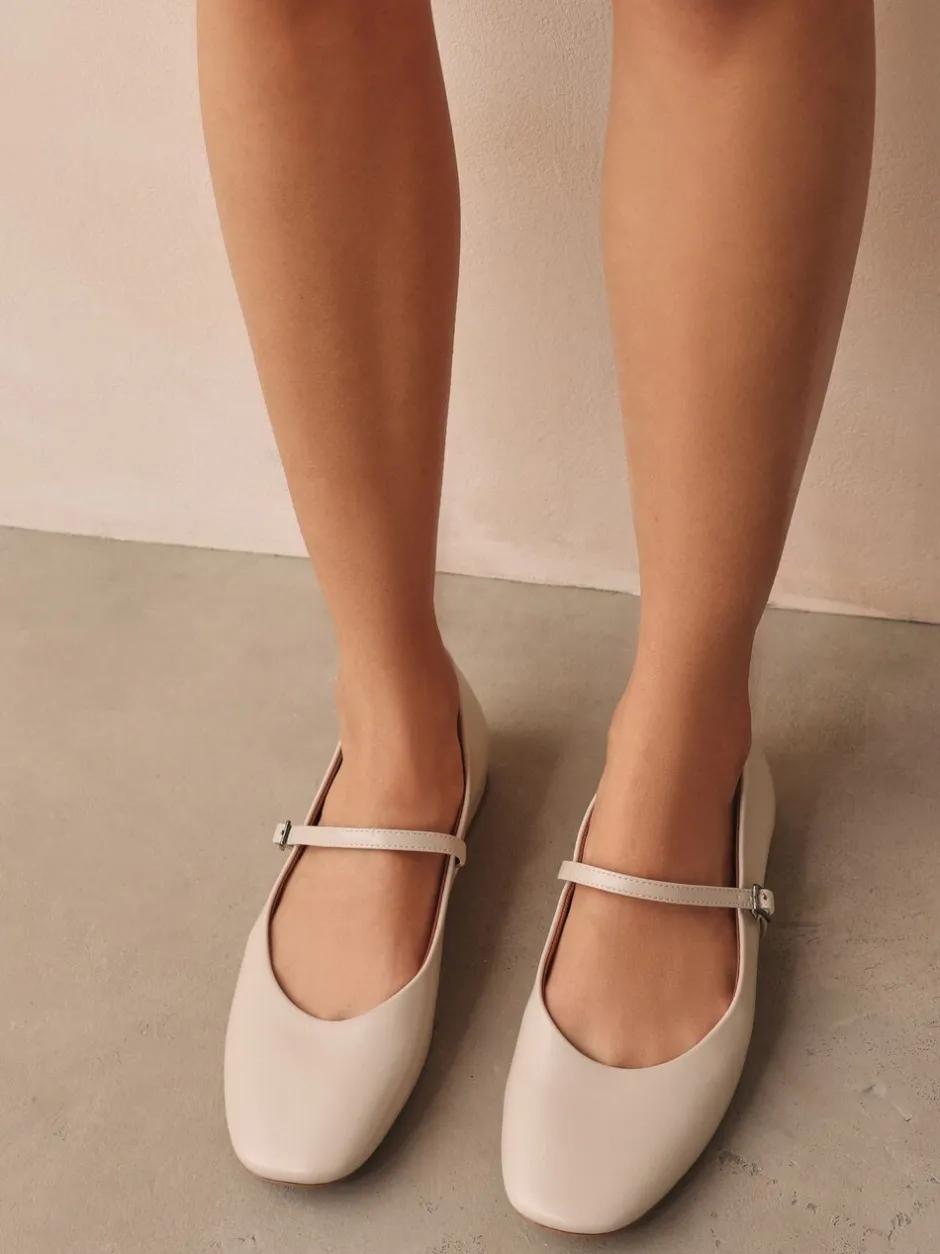 Lage Schoenen|Next - Mary Jane-schoenen met ronde neus Gebroken wit