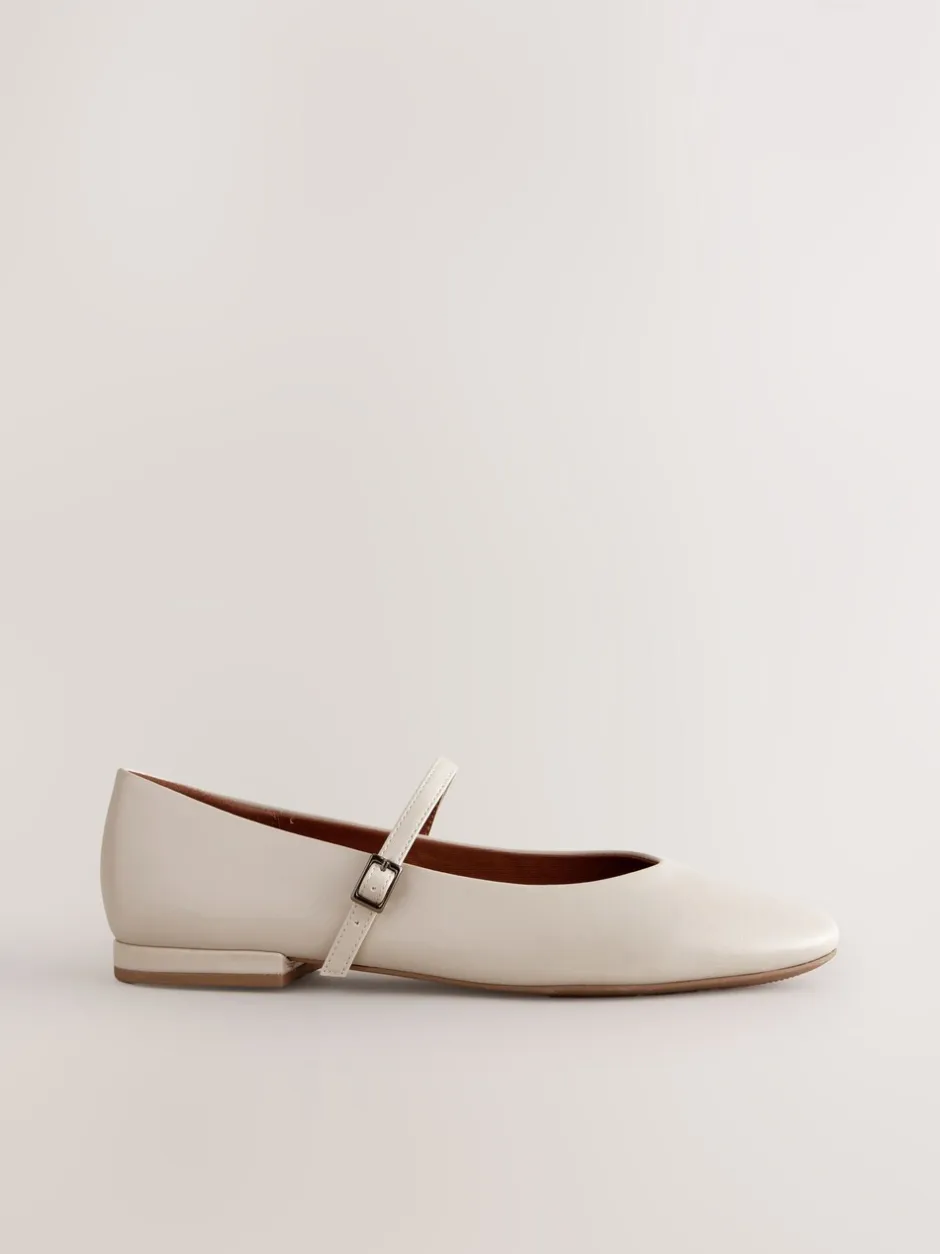 Lage Schoenen|Next - Mary Jane-schoenen met ronde neus Gebroken wit