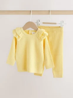 Sets En Combisets|Truien En Breisels*Next Geel - Gebreide babytrui en leggings set 2 -delig (0mnd -3jr)