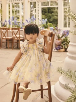 Jurken|Jurken*Next - Ruffle Shoulder Mesh Dress (3mths-7yrs) Geel