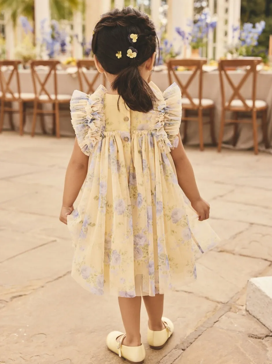 Jurken|Jurken*Next - Ruffle Shoulder Mesh Dress (3mths-7yrs) Geel