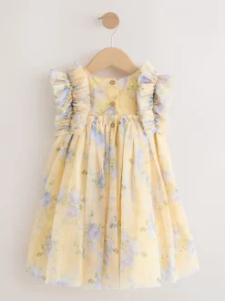 Jurken|Jurken*Next - Ruffle Shoulder Mesh Dress (3mths-7yrs) Geel