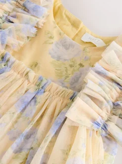 Jurken|Jurken*Next - Ruffle Shoulder Mesh Dress (3mths-7yrs) Geel