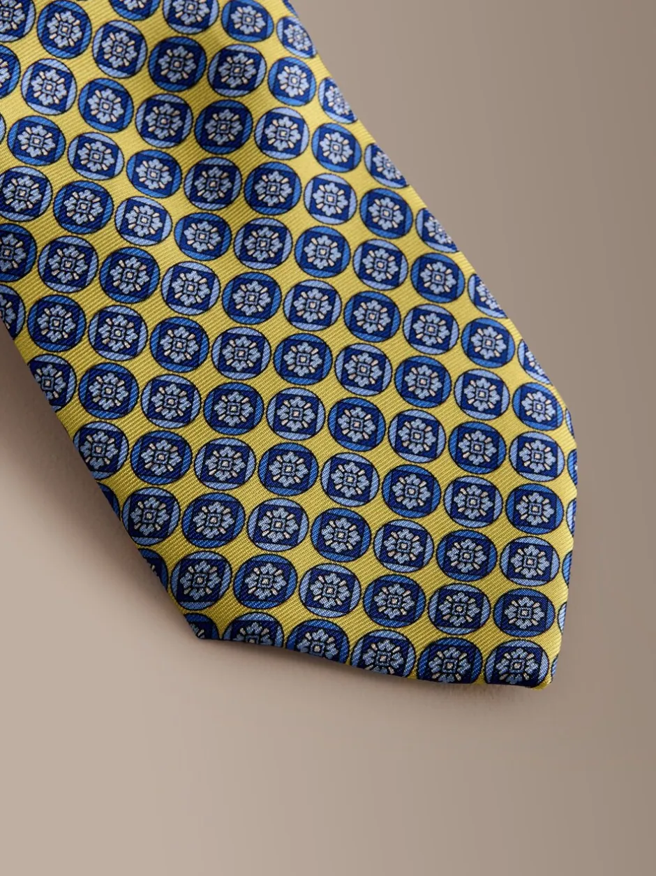 Stropdassen En Pochets|Next Geel - Signature Silk Italian Geometric Tie