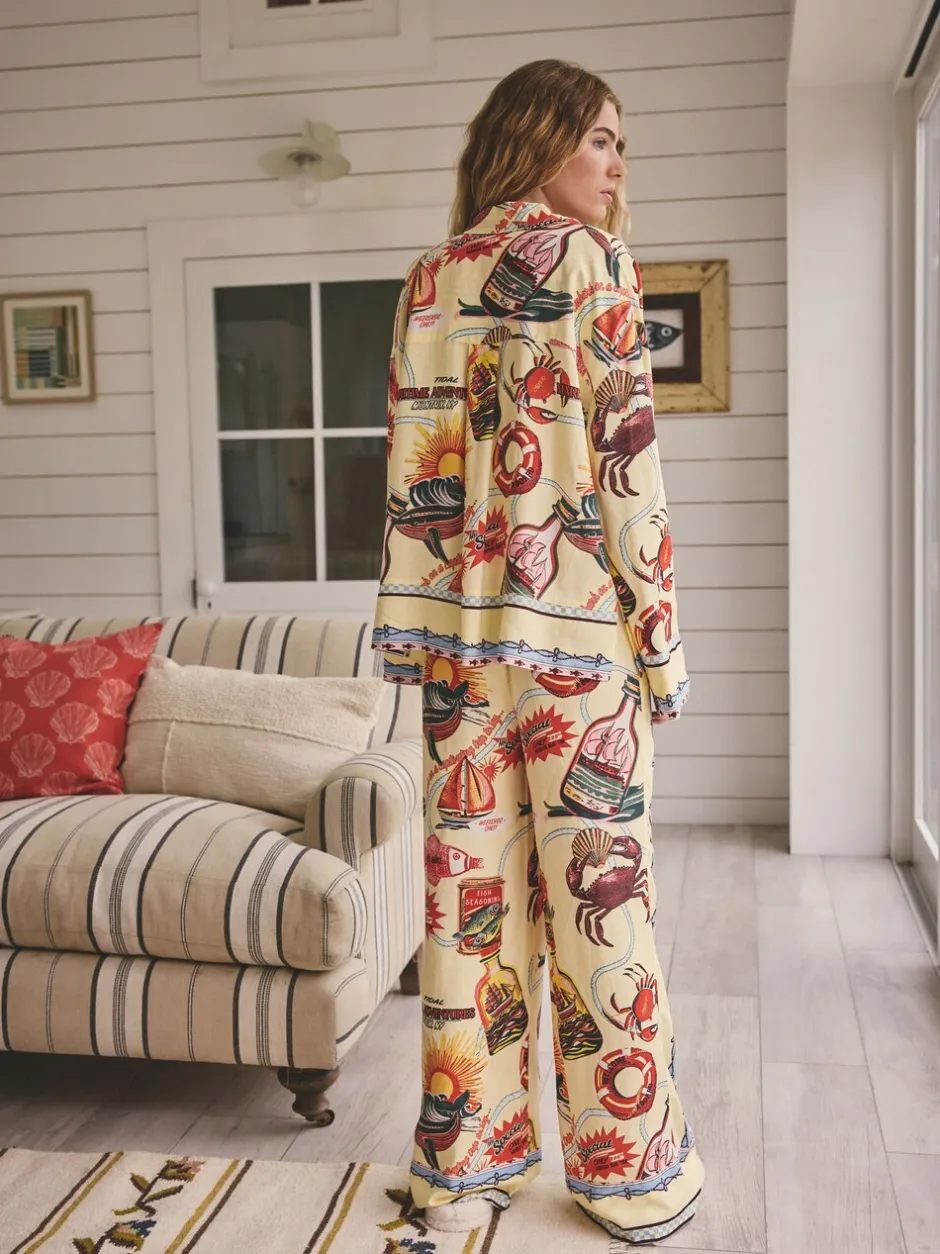 Pyjama's|Loungewear*Next Geel - Viscose/Linen Blend Button Through Pyjamas