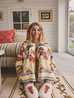 Pyjama's|Loungewear*Next Geel - Viscose/Linen Blend Button Through Pyjamas