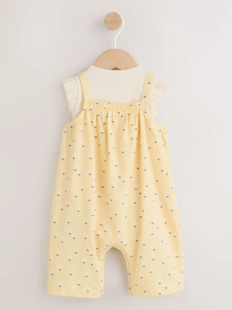 Rompertjes En Tuinbroeken|Tuinbroeken|Next - Babyjersey bretelbroeken en Bodysuits Set van 2 stuks (0maanden -3jaar) Geel ditsy