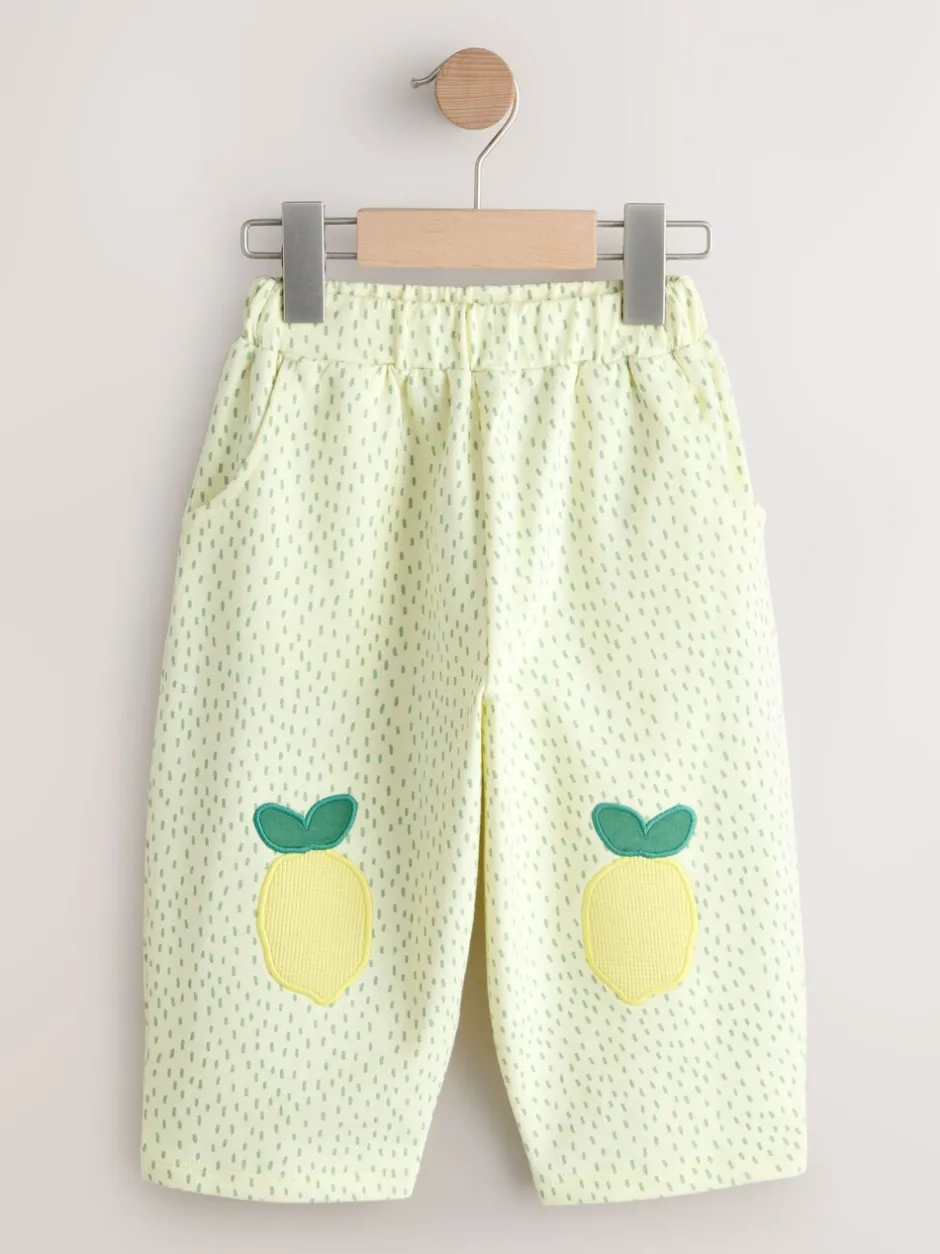 Broeken En Leggings|Next - Embellished Barrel Trousers (3mths-7yrs) Geel met citroenenprint