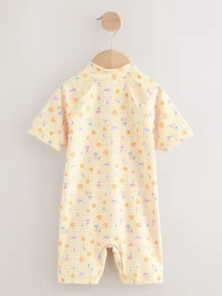 Badkleding|Badkleding*Next Geel met fijne gingham-ruit - Zonbeschermend badpak (3 mnd-10 jr)