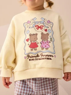 Truien En Breisels|Sets En Outfits*Next Geel met gingham beren - Set van sweatshirt en broek met wijde pijpen (3mnd -7jr)