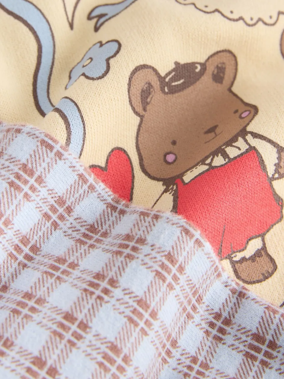 Truien En Breisels|Sets En Outfits*Next Geel met gingham beren - Set van sweatshirt en broek met wijde pijpen (3mnd -7jr)