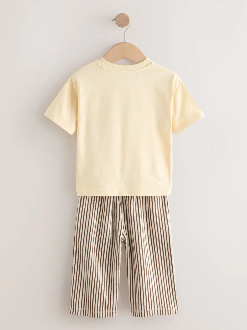 Shorts|Next Geel zonneprint - Short Sleeve T-Shirt and Lightweight Joggers Set (3mths-7yrs)