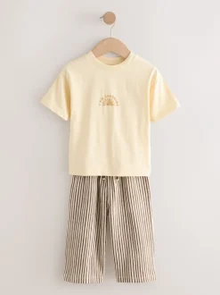 Shorts|Next Geel zonneprint - Short Sleeve T-Shirt and Lightweight Joggers Set (3mths-7yrs)