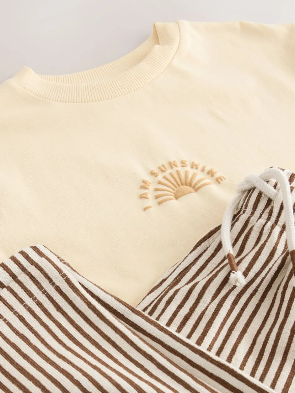 Shorts|Next Geel zonneprint - Short Sleeve T-Shirt and Lightweight Joggers Set (3mths-7yrs)