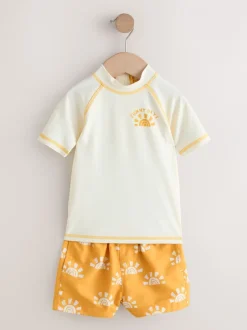 Badkleding|Badkleding*Next - Sunsafe Rash Vest and Swim Shorts Set (3mths-7yrs) Geel/oranje