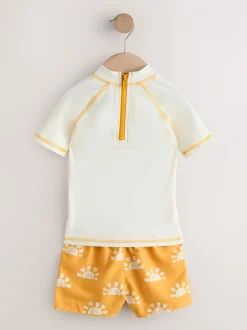 Badkleding|Badkleding*Next - Sunsafe Rash Vest and Swim Shorts Set (3mths-7yrs) Geel/oranje