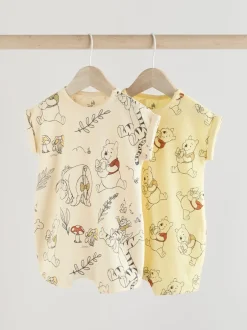 Rompertjes En Tuinbroeken*Next Geel/wit - 2 Pack Printed Winnie The Pooh Baby Rompers
