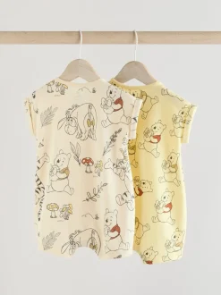 Rompertjes En Tuinbroeken*Next Geel/wit - 2 Pack Printed Winnie The Pooh Baby Rompers