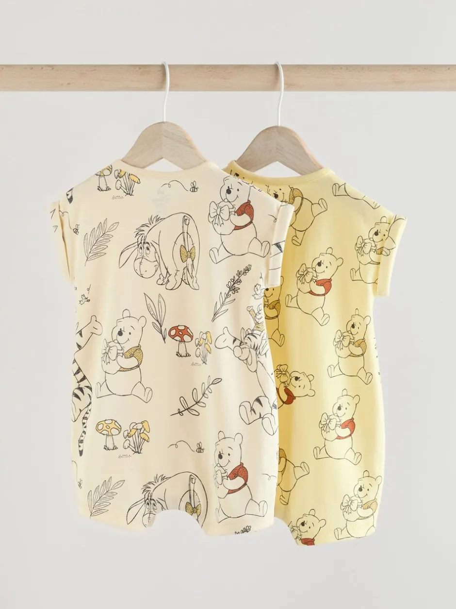 Rompertjes En Tuinbroeken*Next Geel/wit - 2 Pack Printed Winnie The Pooh Baby Rompers