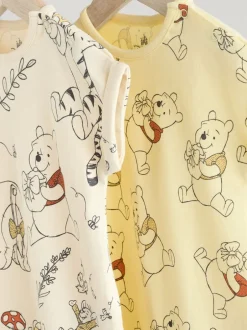 Rompertjes En Tuinbroeken*Next Geel/wit - 2 Pack Printed Winnie The Pooh Baby Rompers