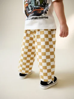 Broeken En Chino's|Next Geel/wit geblokt - Wijde broek met elastische taille (3mnd-7jr)