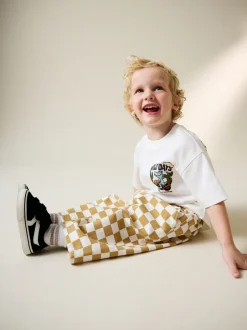 Broeken En Chino's|Next Geel/wit geblokt - Wijde broek met elastische taille (3mnd-7jr)