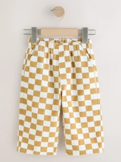 Broeken En Chino's|Next Geel/wit geblokt - Wijde broek met elastische taille (3mnd-7jr)