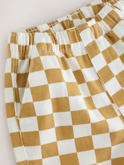 Broeken En Chino's|Next Geel/wit geblokt - Wijde broek met elastische taille (3mnd-7jr)