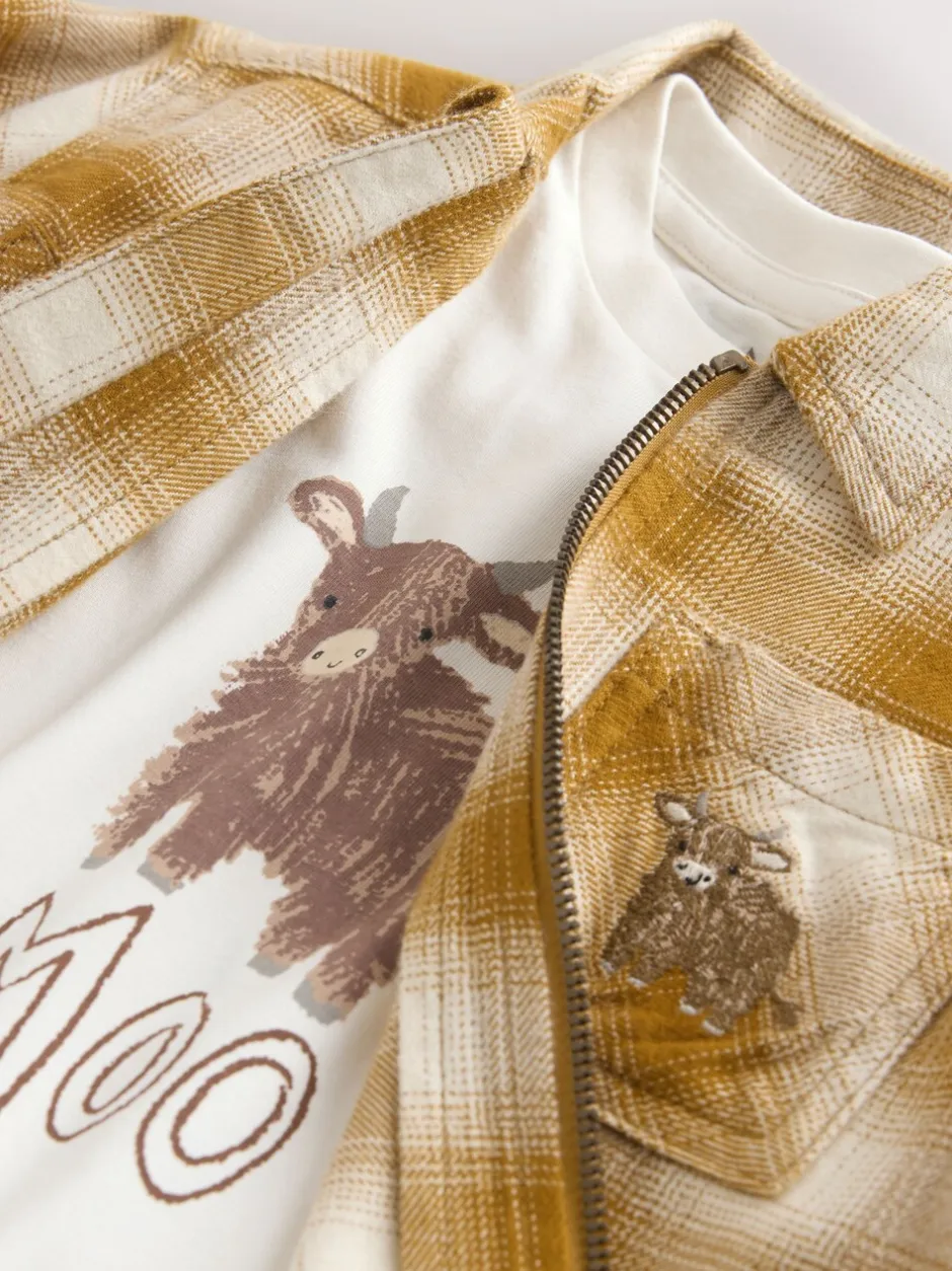 Shirts|Next - Set van T-shirt en shirt met lange mouwen (3mnd-7jr) Gele ritssluiting met ritssluiting