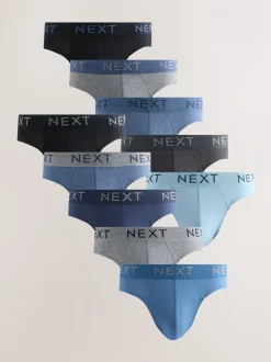 Ondergoed|Ondergoed*Next - Verpakking van 10 - Katoenrijke slips Gemêleerd blauw/grijs