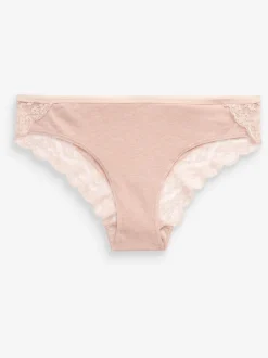 Onderbroeken|Next Gemêleerd grijs/roze/roodpaars - Katoenen kanten slipjes 4 stuks