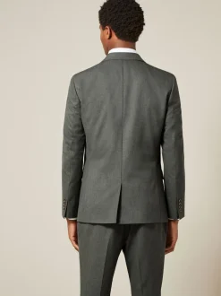 Blazers En Business-Jasjes|Pakken|Next - Slim Fit - Meegevend stretchkostuumjasje Gemêleerd groen