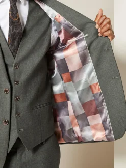 Blazers En Business-Jasjes|Pakken|Next - Slim Fit - Meegevend stretchkostuumjasje Gemêleerd groen