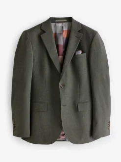 Blazers En Business-Jasjes|Pakken|Next - Slim Fit - Meegevend stretchkostuumjasje Gemêleerd groen