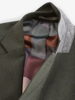 Blazers En Business-Jasjes|Pakken|Next - Slim Fit - Meegevend stretchkostuumjasje Gemêleerd groen