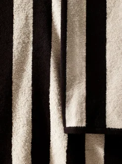Handdoeken En Badmatten|Next Gestreepte 100% katoenen handdoek Zwart/naturel