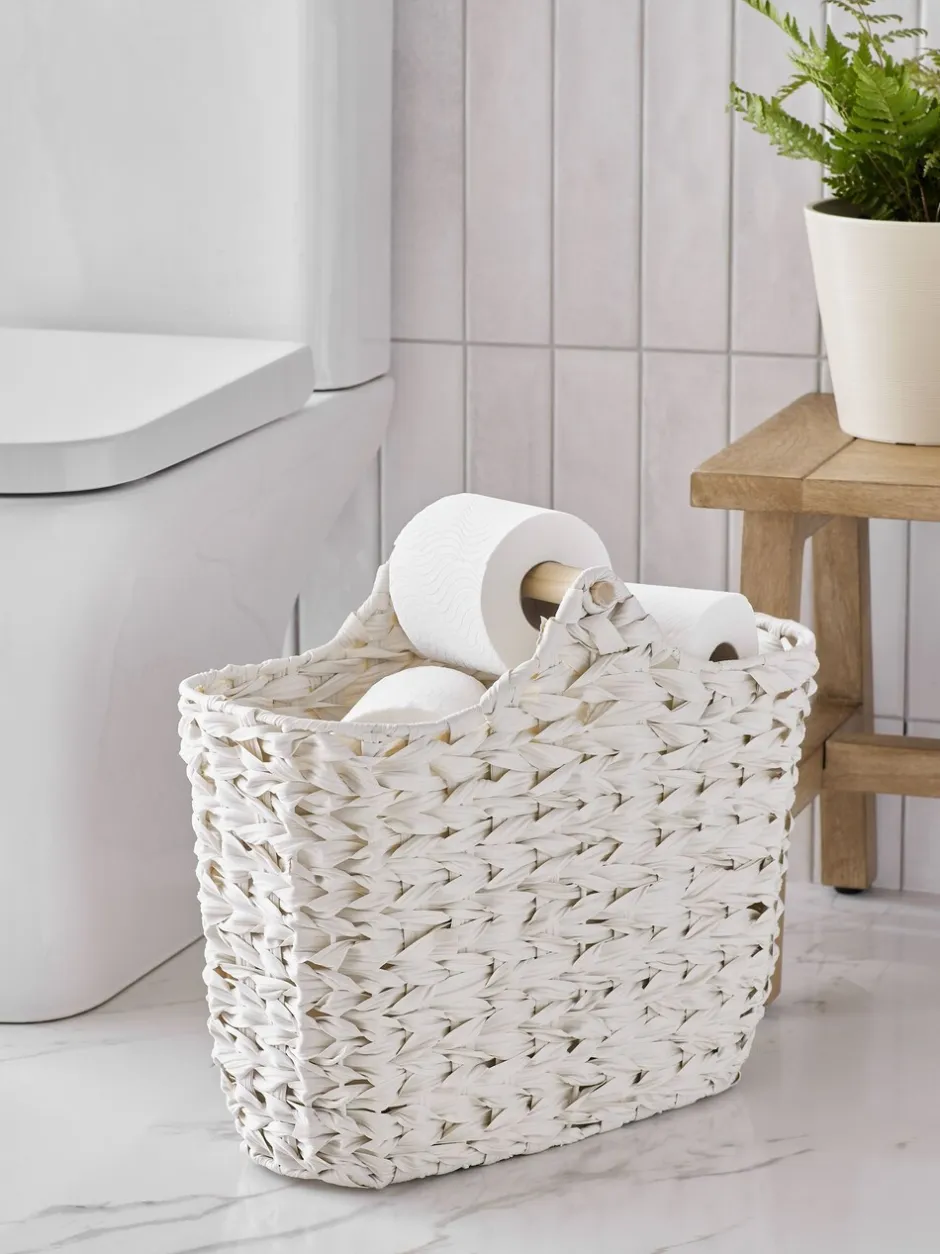 Badkameraccessoires|Next Geweven toiletrolhouder en -opbergset Crème