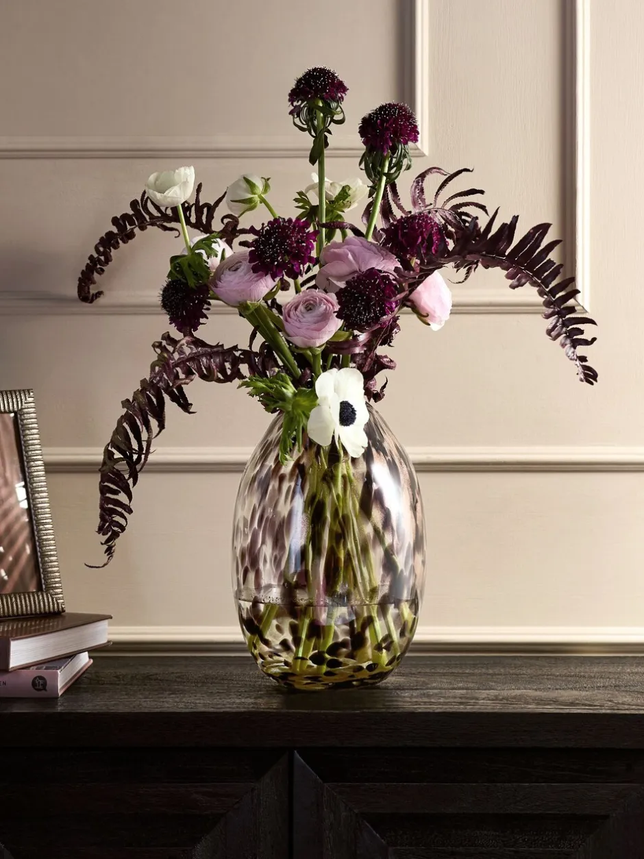 Vazen*Next Glazen Confetti vaas met bloemen Zwart/goud