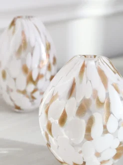 Vazen*Next Glazen Confetti vaas met bloemen Wit/goud