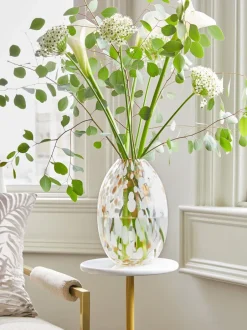 Vazen|Next Glazen Confetti vaas met bloemen Wit/goud
