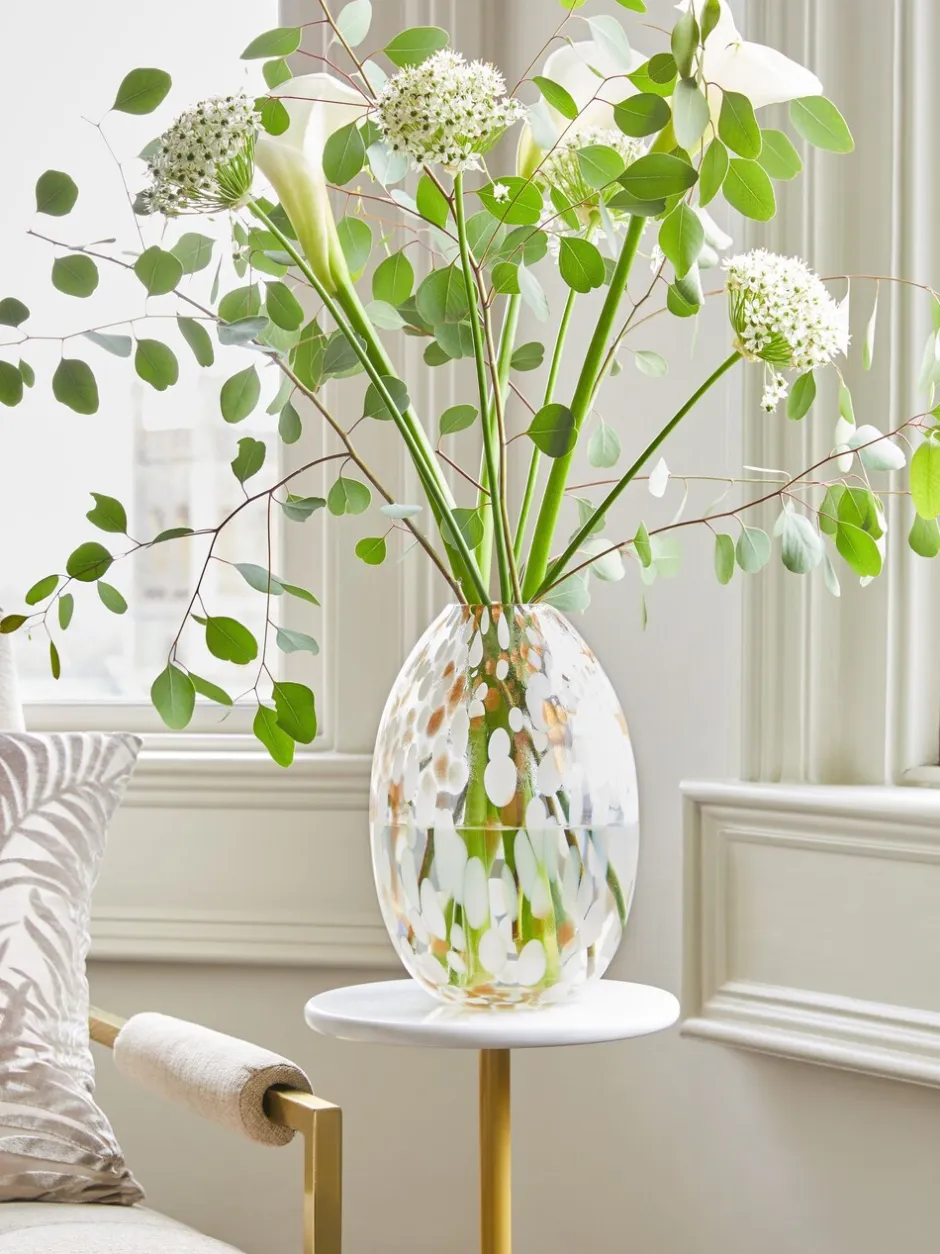 Vazen|Next Glazen Confetti vaas met bloemen Wit/goud