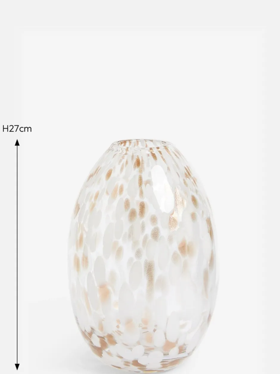 Vazen|Next Glazen Confetti vaas met bloemen Wit/goud