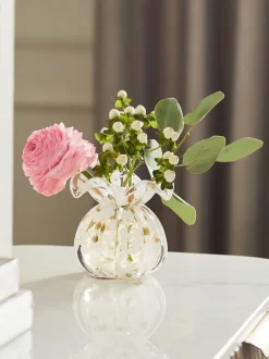 Vazen|Next Glazen Confetti vaas met bloemen Wit/goud