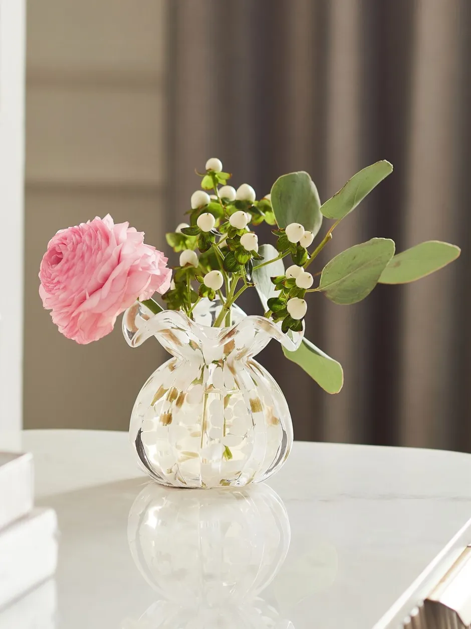 Vazen|Next Glazen Confetti vaas met bloemen Wit/goud