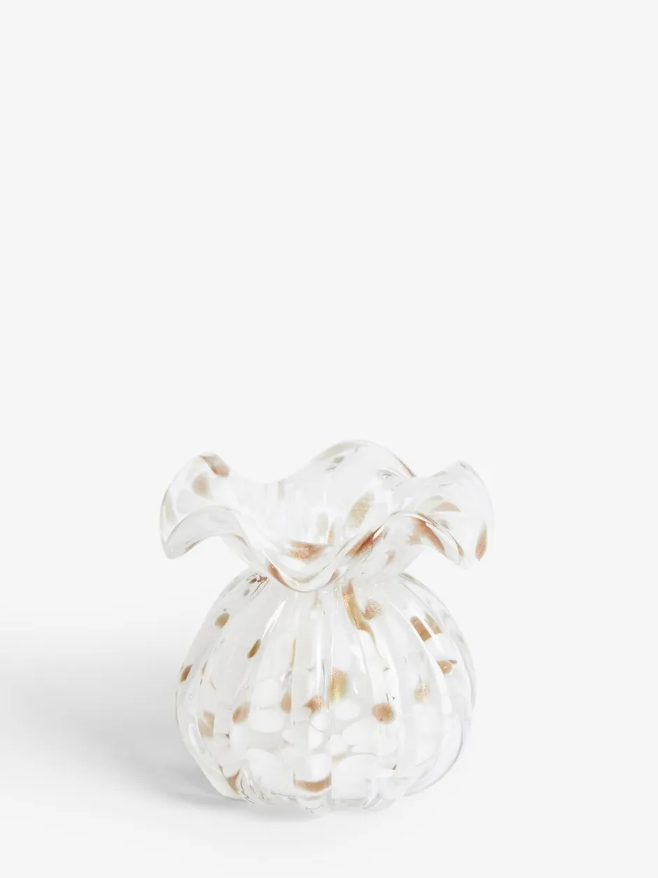 Vazen|Next Glazen Confetti vaas met bloemen Wit/goud