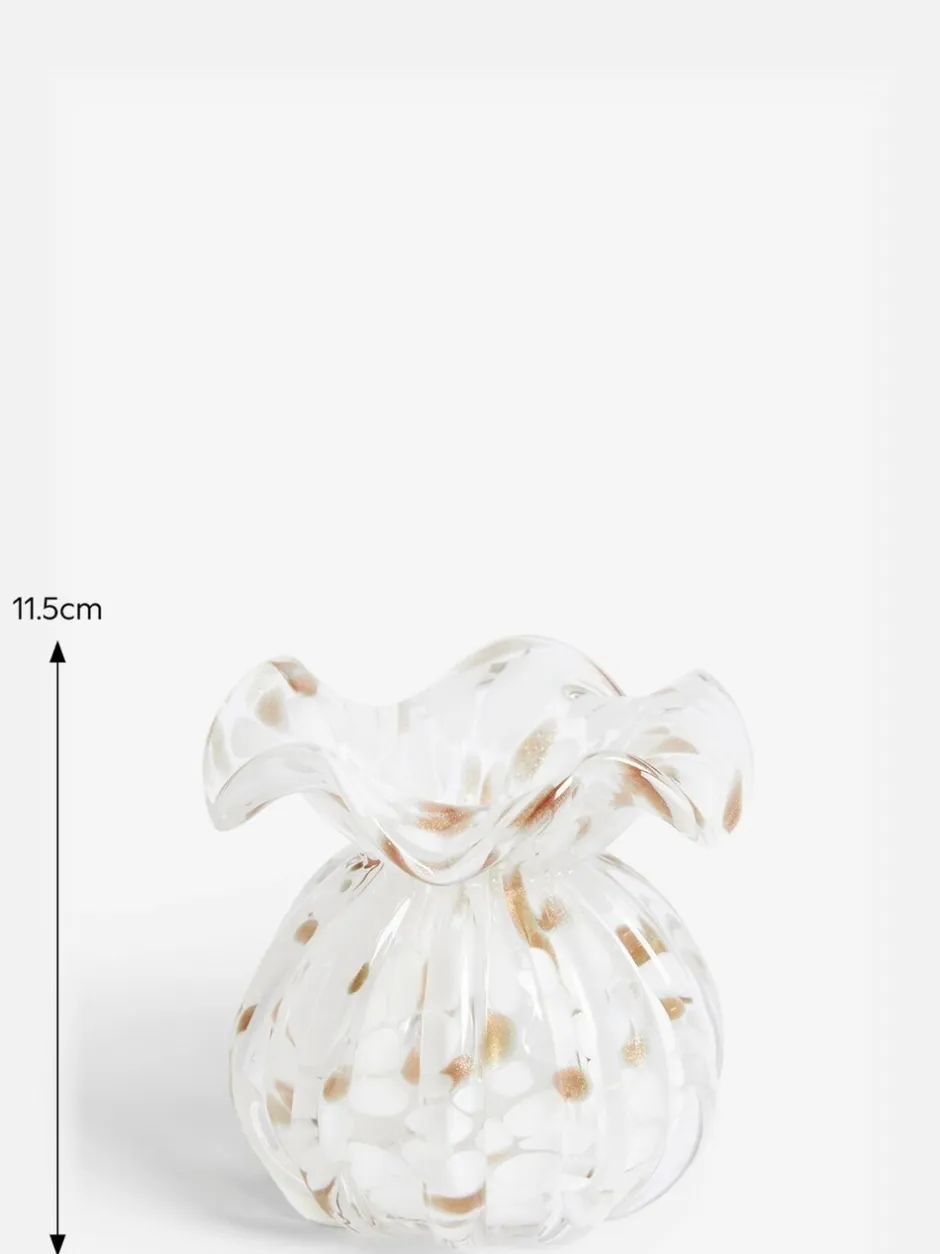 Vazen|Next Glazen Confetti vaas met bloemen Wit/goud